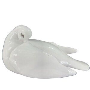 Italian Art Pottery Ruffled Fluffy‎ Dove Large Hand Painted Pigeon Bird Marked